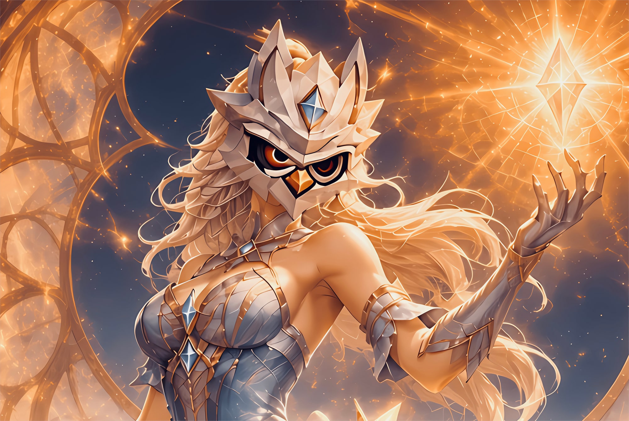 The OS FIGHT TACTICS owl surrounded by masked fighters on a battle backdrop