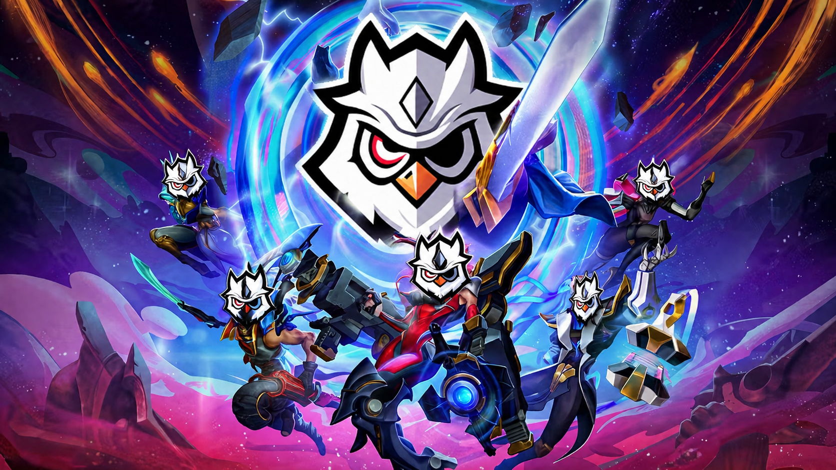 Illustration de Teamfight Tactics avec le pingouin Pengu couronné entouré de champions